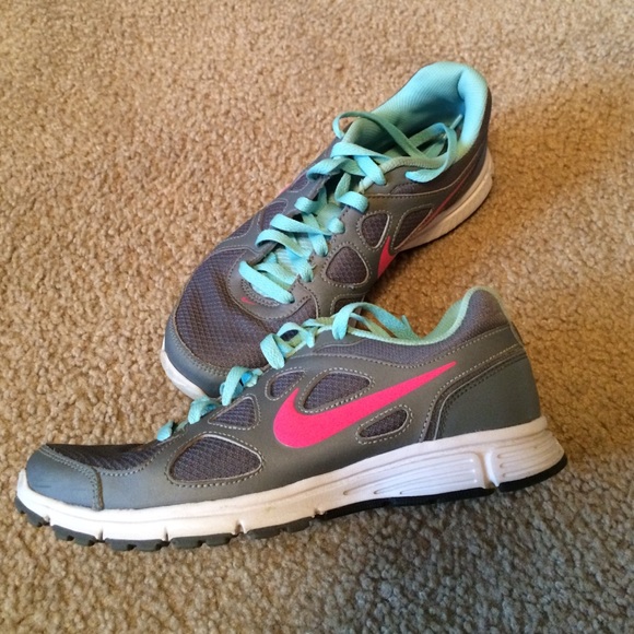 Nike Grey and Blue and Pink Running Shoes