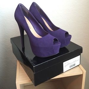 JustFab Suri purple peep-toe heels JustFab Suri purple peep-toe heels