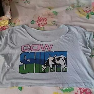 ❌BUNDLED ❌Cow Shirt Crop Top