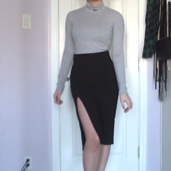Black Midi Skirt w/ Slit