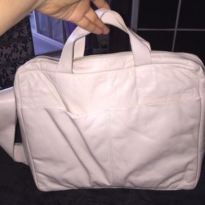 M0851 pure white leather computer bag