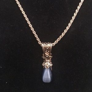 Vintage gold and dark blue stone necklace