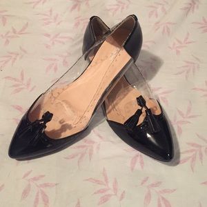 Black and clear Patent leather Flats