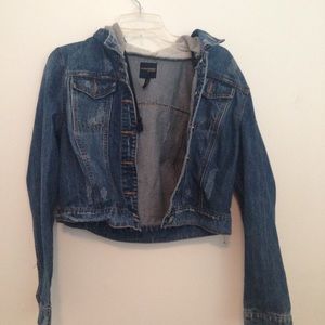 Jean Jacket with Grey Hood