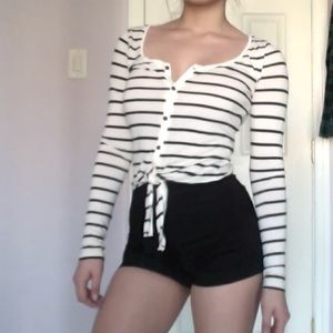 Black and White Striped Top