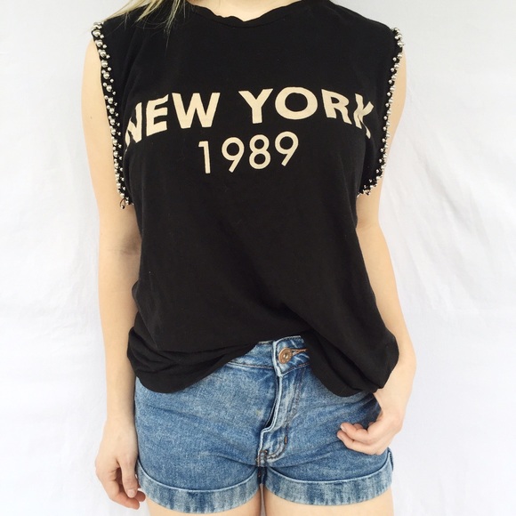 Beaded NYC Sleeveless Shirt