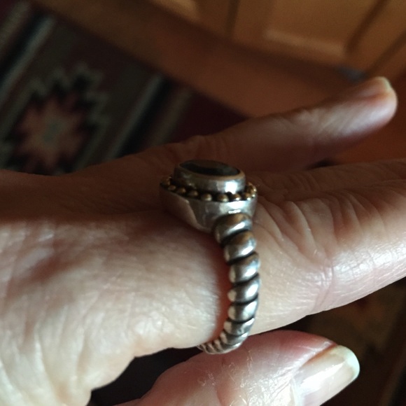 Blue Topaz Ring Stamped 925 and 18k - Picture 2 of 3