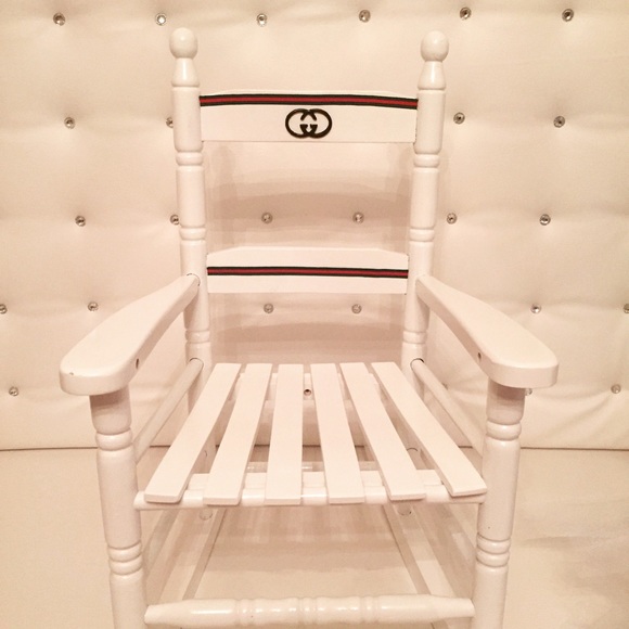 Classic White Chair w/ Green and Red Stripes