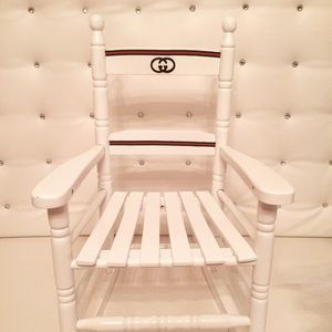 Classic White Chair w/ Green and Red Stripes