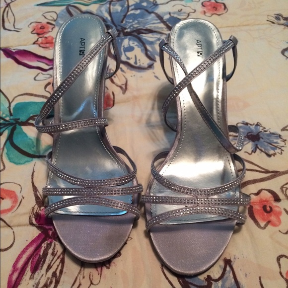 Silver rhinestone heels