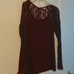 Maroon laced long sleeve