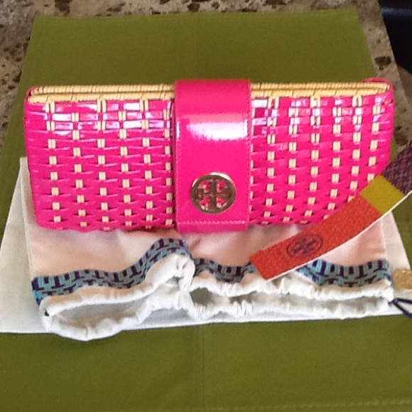 Tory Burch Clutches & Wallets - ⚡️Tory  Burch Hot Pink Woven Patent Clutch