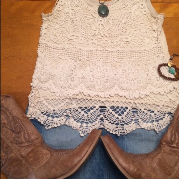 Cream crotchet tank top