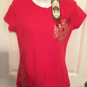 Old Skool Red & Gold Ladies Shirt