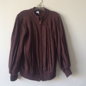 Vintage brown knitted zip up sweater.