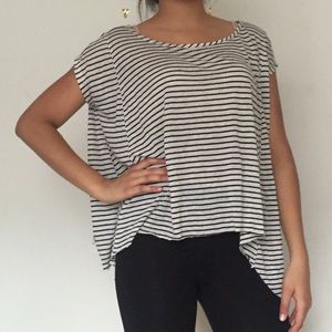 Flowy black & white striped shirt
