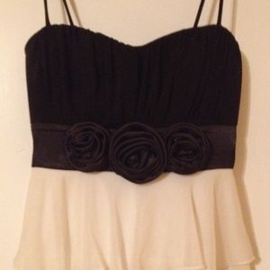 Fancy size S black and white spaghetti strap dress
