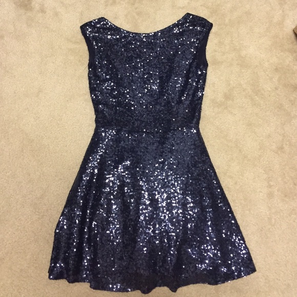 Navy sequin party dress