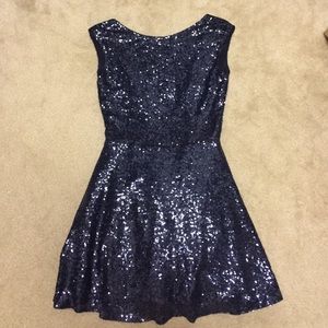 Navy sequin party dress