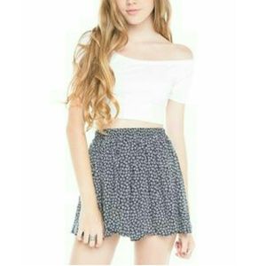 Blue Floral Print Flowery Skirt