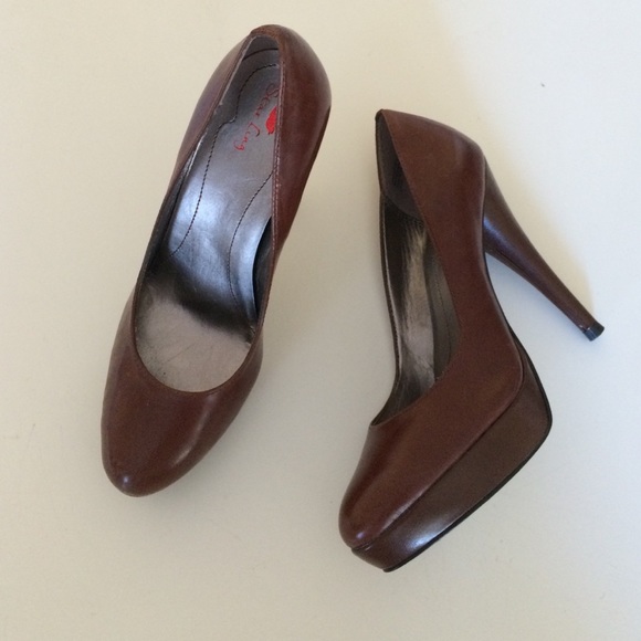 Brown leather heels