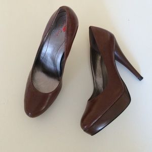 Brown leather heels
