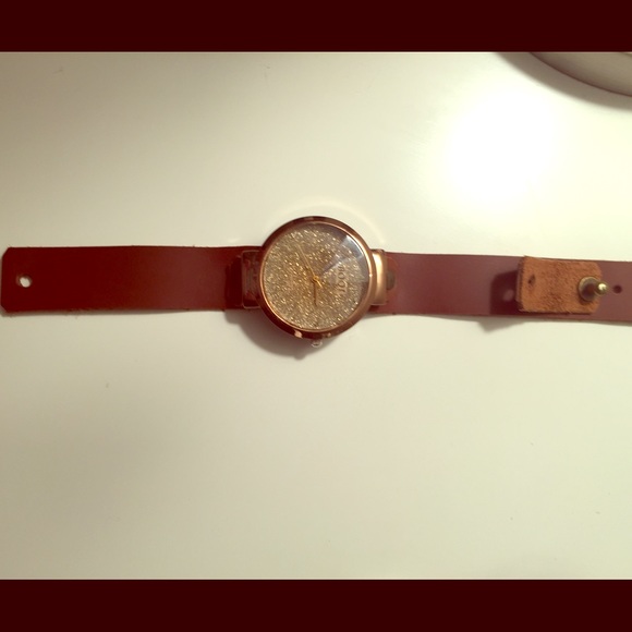 Brown and gold leather watch