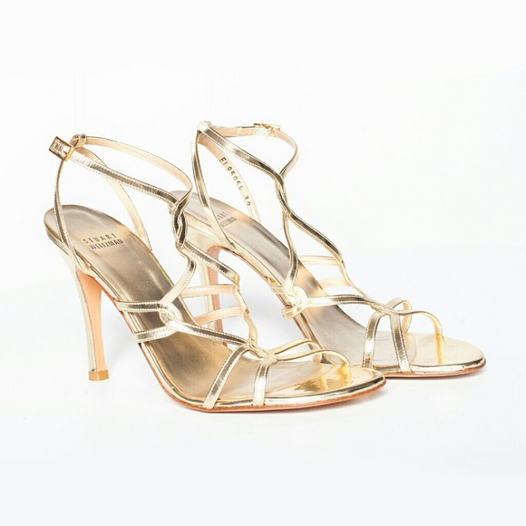 Stuart Weitzman strappy gold sandals. Size 9.