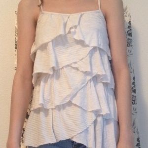 Ruffled cream tank