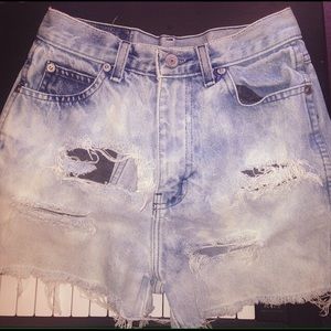 High waisted jean shorts