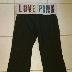 SOLD!!! Victoria Secret PINK rainbow bling yogas.