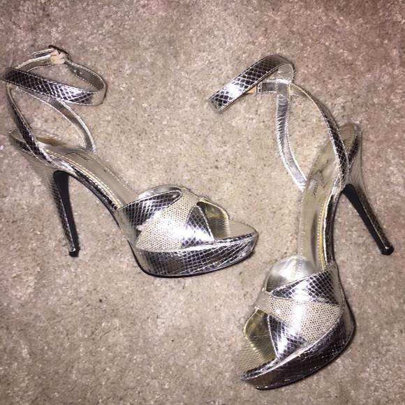 Strappy silver heels