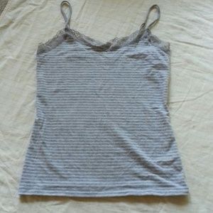 Striped gray and white tank top (speghetti straps)