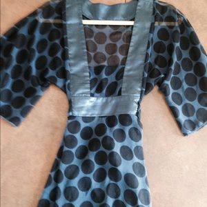 Vintage peasant style longer tunic blue/black