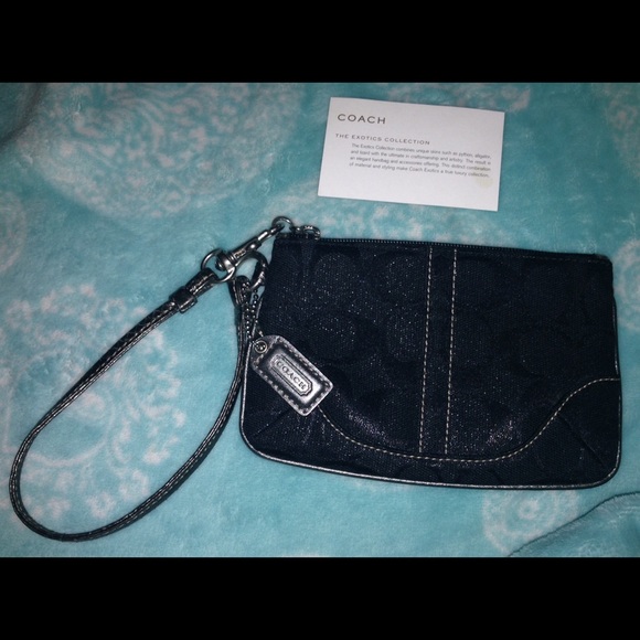 COACH Black/Pewter Wristlet