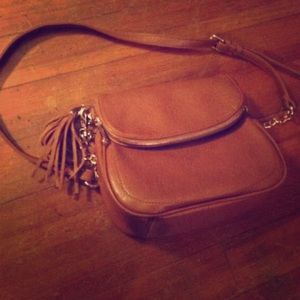 Tan leather crossbody gently used