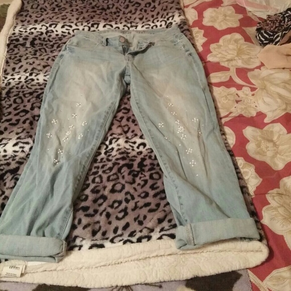 Pearl embellished boyfriend jeans