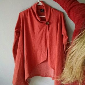 Nordstrom One-Button Cardigan Heathered Orange