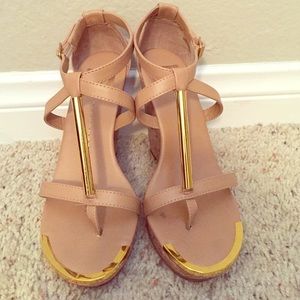 Dolce Vita nude cork wedges