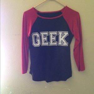 Red and Black Geek Baseball Tee