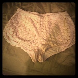 Off white lace shorts