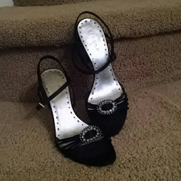 BCBG Black Satin Strappy Sandels
