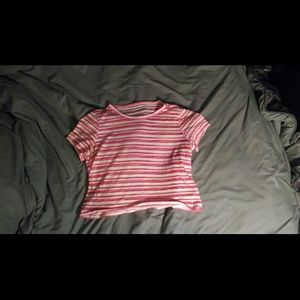 Pink and white crop top