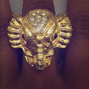 Gold Elephant Stretchy Ring