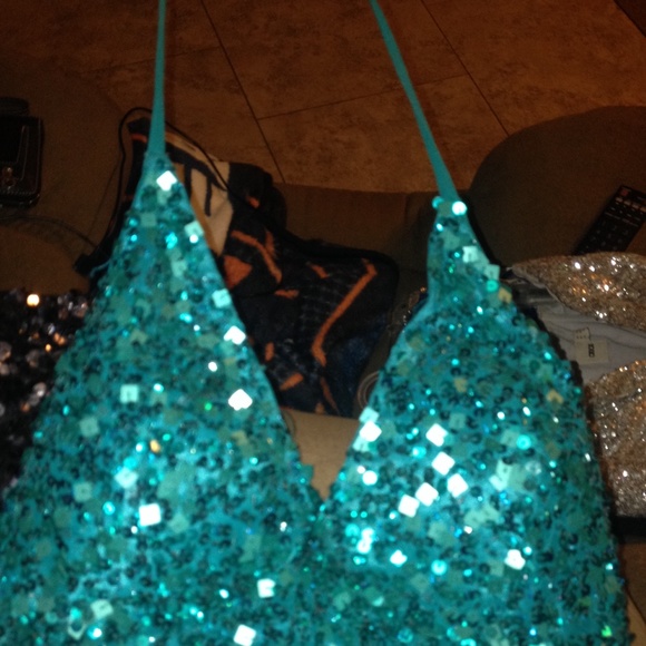 Greenish blueish prom or formal dress