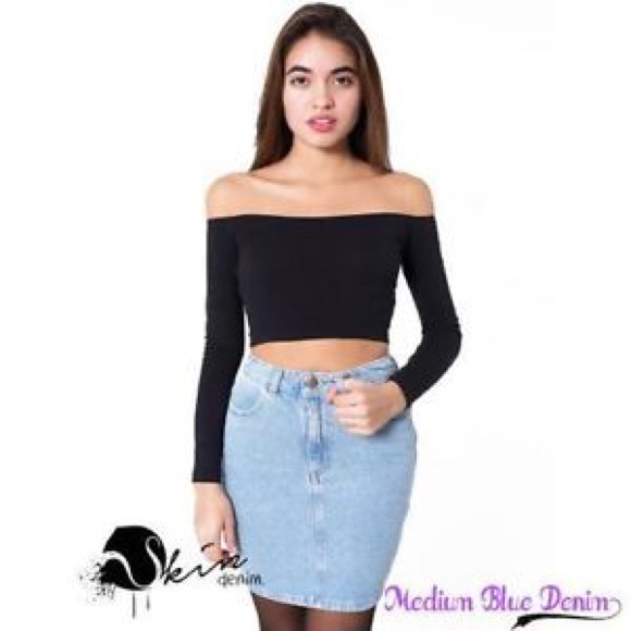 Light wash denim pencil skirt