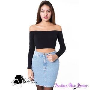 Light wash denim pencil skirt