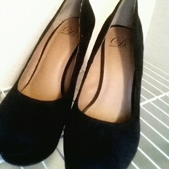 Black Suede Wedge Heels