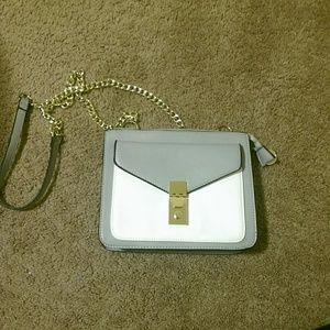 Grey and white purse