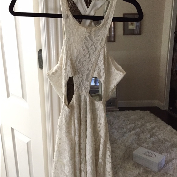 LF cream lace cut out dress